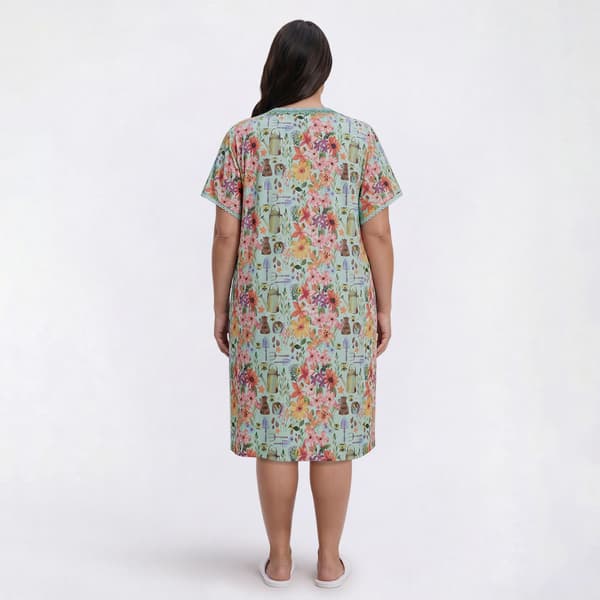 Plus Size White Orchid Gardens Floral Henley Sleepshirt