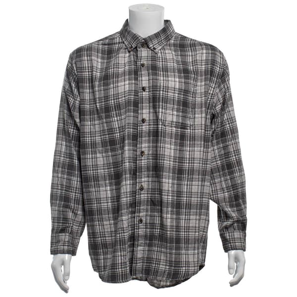 Mens Big & Tall Mountain Ridge Flannel Shirt-Charcoal/Grey/White - image 