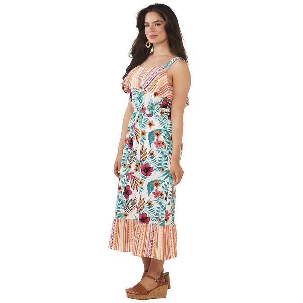 Womens Absolutely Famous Floral Ruffle Tier Midi Dress