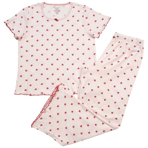 Womens Poppy & Clay Short Sleeve Strawberry Pajama Set
