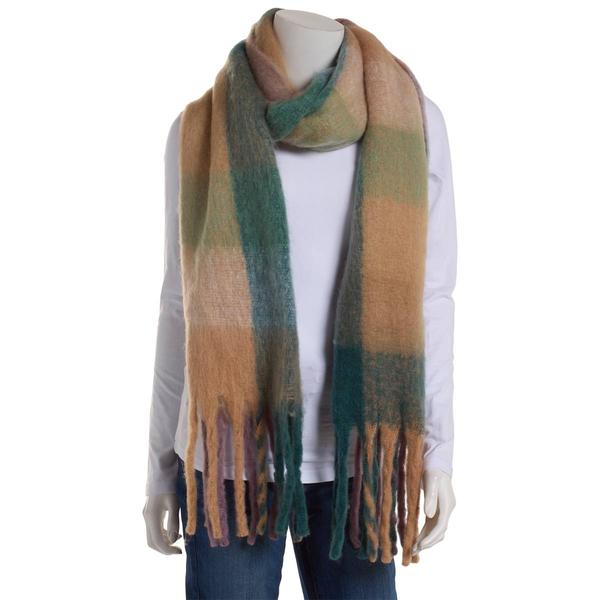 Womens Renshun Plush Blanket Scarf with Noodle Fringes