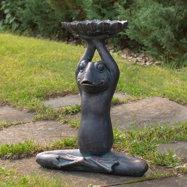 Northlight Seasonal Yoga Frog with Bird Feeder Garden Statue