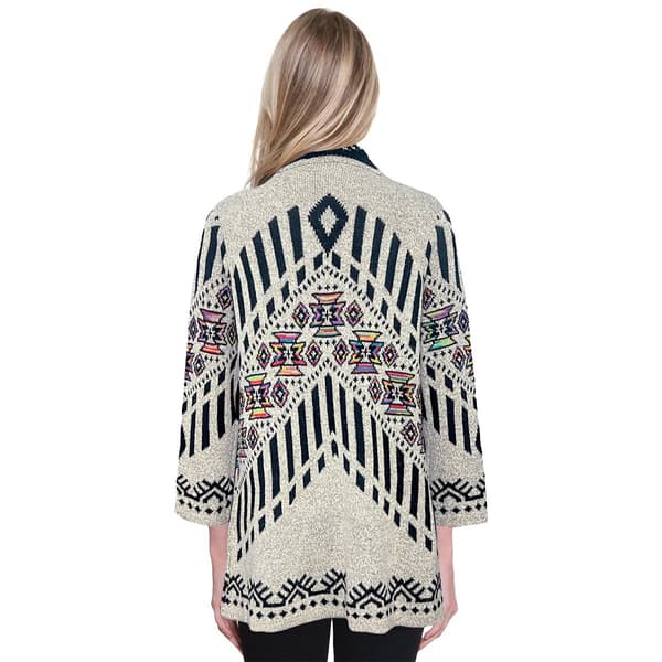 Womens Ali Miles 3/4 Sleeve Jacquard Open Cardigan