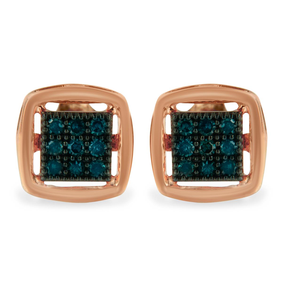 Radiant Rainbow™ Rose Gold 1/4ctw. Blue Diamond Stud...