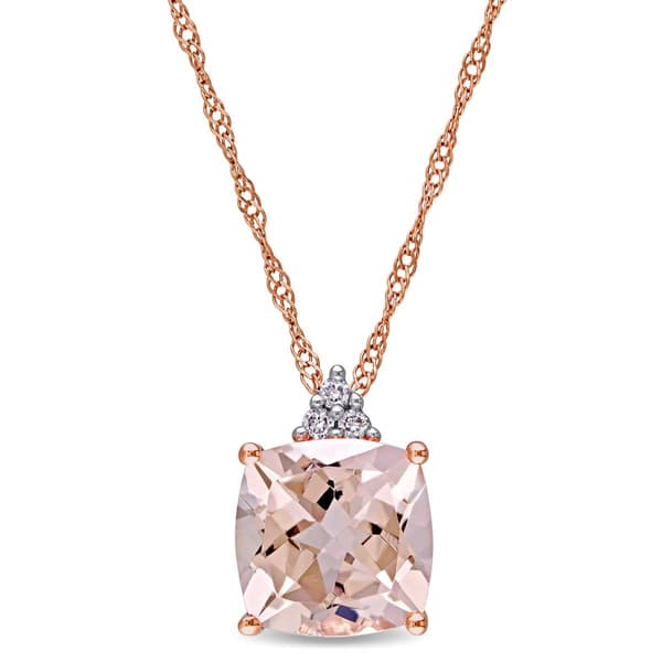 Gemstone Classics(tm) 14kt. Rose Gold Cushion-Cut Pendant