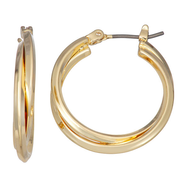 Napier Gold-Tone 25mm Medium Double Hoop Earrings - image 