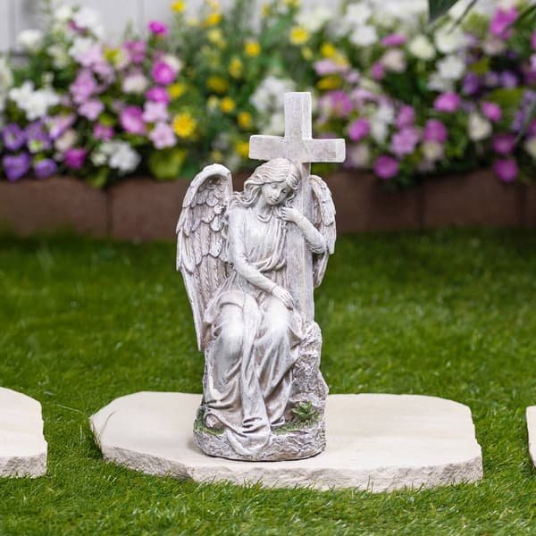 Northlight Seasonal Angel With Cross Memorial Statue