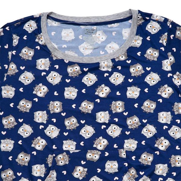 Juniors Plus Pillow Talk Long Sleeve Owls Long Leg Pajama Set