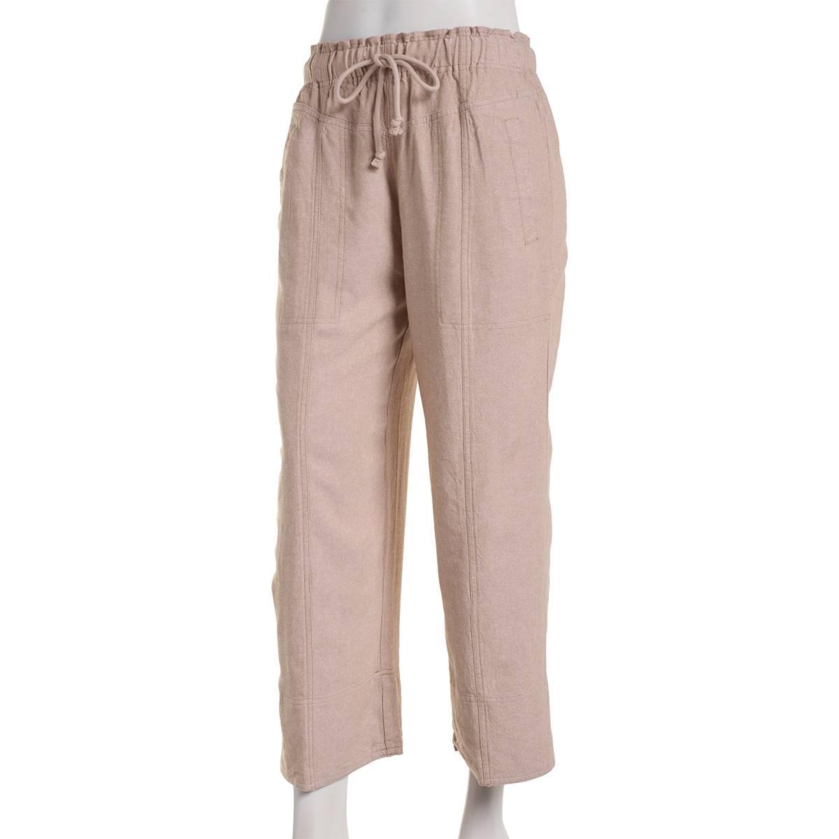 Petite Zac & Rachel Drawstring Waist Solid Crop Casual Pants