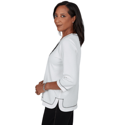 Womens Alfred Dunner Weekend Warrior Floral Embroidery Blouse