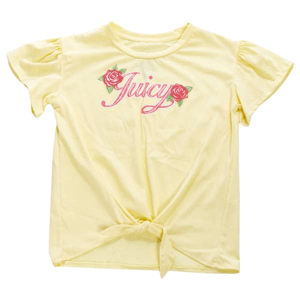 Girls (7-16) Juicy Couture Tie Front Flower Logo Tee - image 