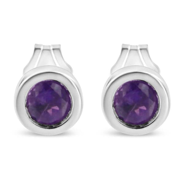 Haus of Brilliance Sterling Silver & Amethyst Stud Earrings - image 