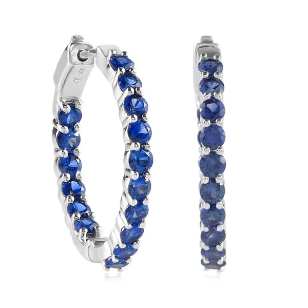 Gemstone Classics(tm) Created Sapphire Hoop Earrings - image 