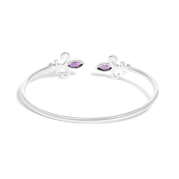 Haus of Brilliance Amethyst &Diamond Fleur Di Lis Bangle Bracelet