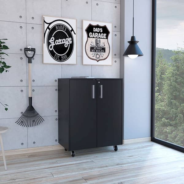 FM FURNITURE Lewis Black Wengue Storage Cabinet Base