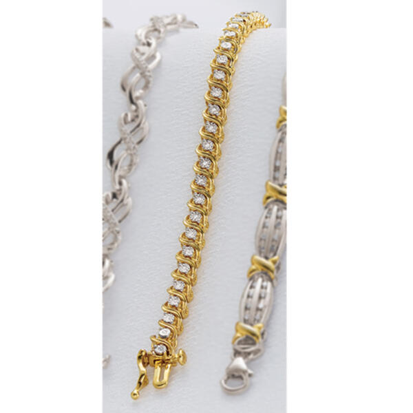 Diamond Classics&#40;tm&#41; Sterling Gold Plated 1/10ctw. S Bracelet - image 