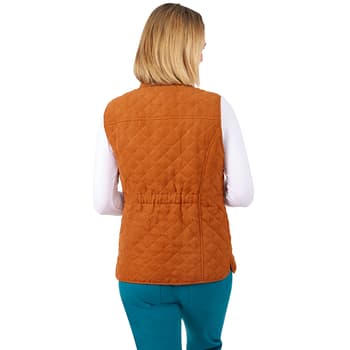 Womens Ruby Rd. Autumn Luxe Nutmeg Faux Suede Quilted Vest - Boscov's