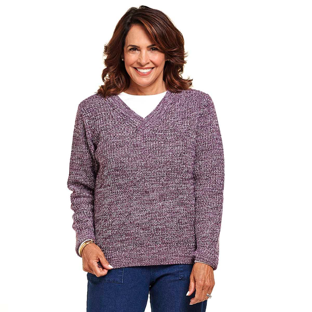 Womens Hasting & Smith Long Sleeve V-Neck Shaker Sweater