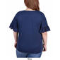 Plus Size NY Collection Ruffle Short Sleeve Scoop Solid Knit Tee - image 2