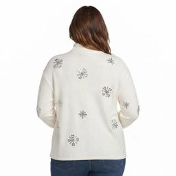 Plus Size Tru Self Long Sleeve Sequin Snowflake Sweater