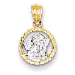 Unisex Gold Classics(tm) 14kt. Yellow Gold & Rhodium Cherub Pendant