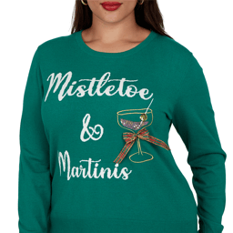 Plus Size Ruby Rd. Happy Holidays Mistletoe & Martinis Sweater