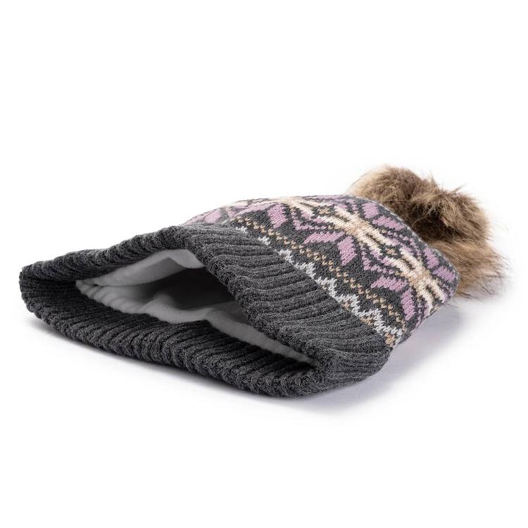 Womens MUK LUKS® Wool Blend Cuff Beanie - Grey