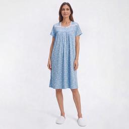Womens Elizabeth & Nicole Blush Rosette Lace Henley Nightgown