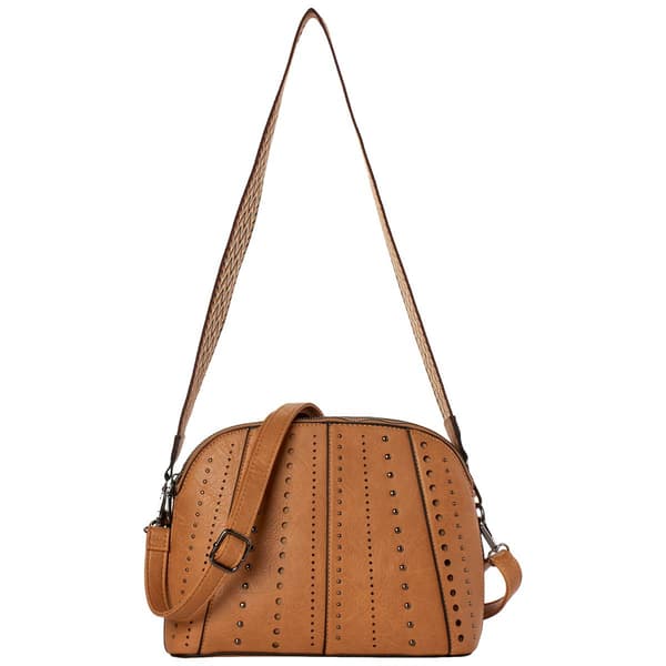 Sam & Hadley Laser Cut Triple Compartment Crossbody Handbag - image 