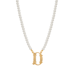 1928 16in. Gold-Tone D Initial Pearl Pendant