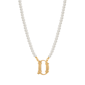 1928 16in. Gold-Tone D Initial Pearl Pendant - image 1