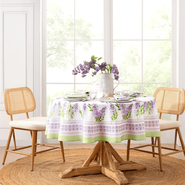 Threadmade Lilac Garden Floral Tablecloth