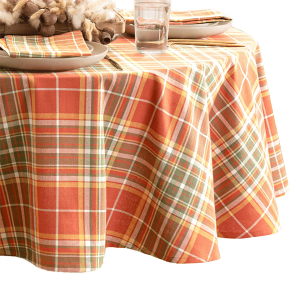 Threadmade Hawley Plaid Harvest Cotton Tablecloth