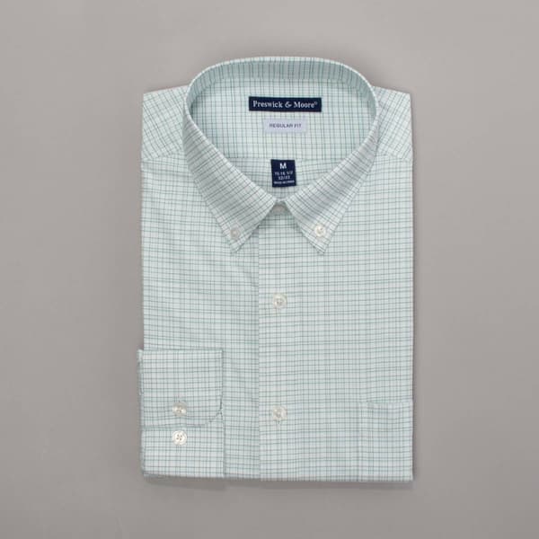 Mens Preswick & Moore(R) Regular Fit Plaid Dress Shirt - Green - image 