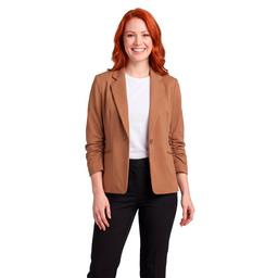 Petite AK Anne Klein Solid 3/4 Sleeve One Button Jacket
