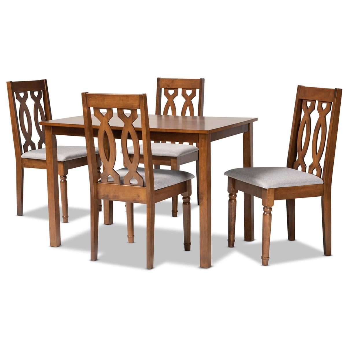 Baxton Studio Cherese Grey Fabric 5pc. Wood Dining Set
