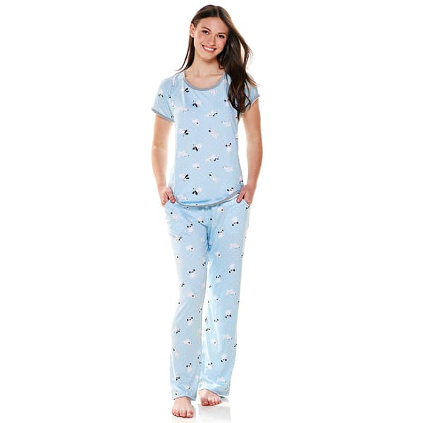 Juniors Pillow Talk Short Sleeve Dogs Dot Long Leg Pajama Set - image 