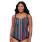 Womens TrimShaper Line It Up Stripe Tankini Swim Top - image 1