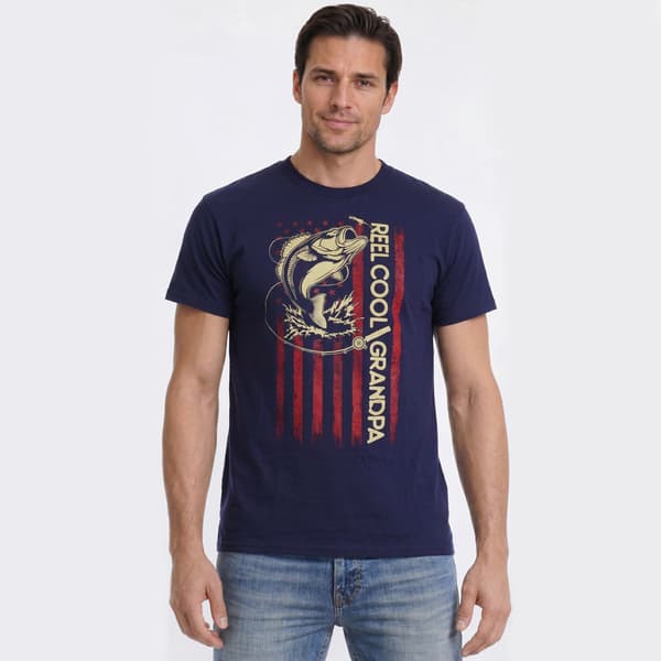 Mens Reel Cool Grandpa Flag Graphic Tee - image 