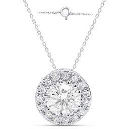 Nova Star® Sterling Silver 1ctw. Lab Grown Diamond Halo Pendant