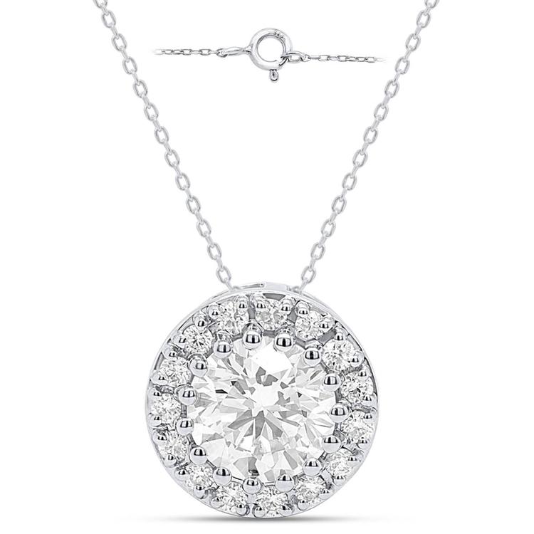 Nova Star® Sterling Silver 1ctw. Lab Grown Diamond Halo Pendant