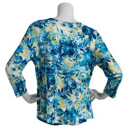 Plus Size Emaline Key Items Floral 3/4 Sleeve Round Neck Blouse