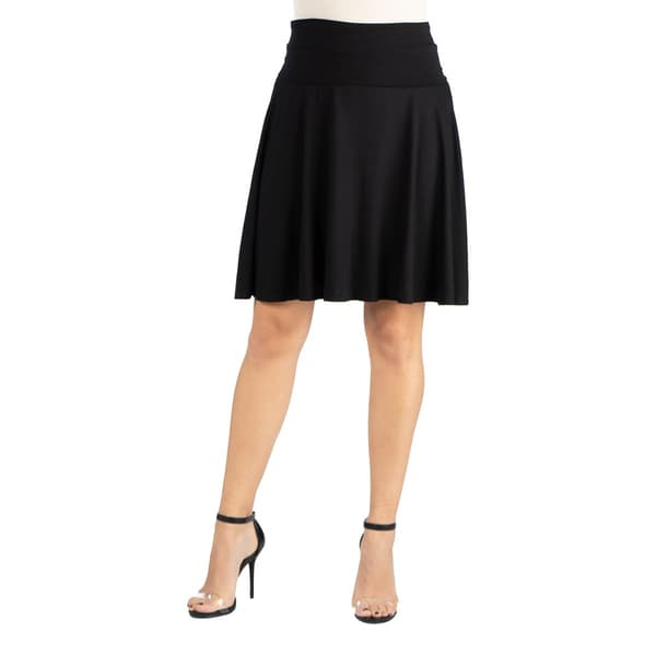 Plus Size 24/7 Comfort Apparel Foldover Knee Length Skirt - image 