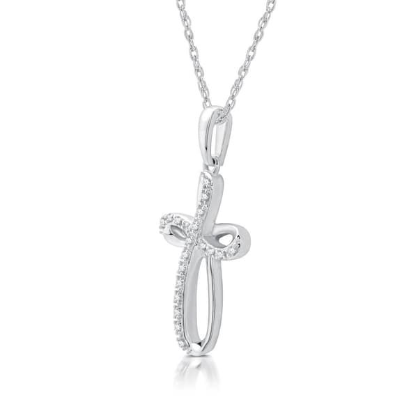 Nova Star&#174; 1/10ctw. Lab Grown Diamond Ribbon Cross Pendant