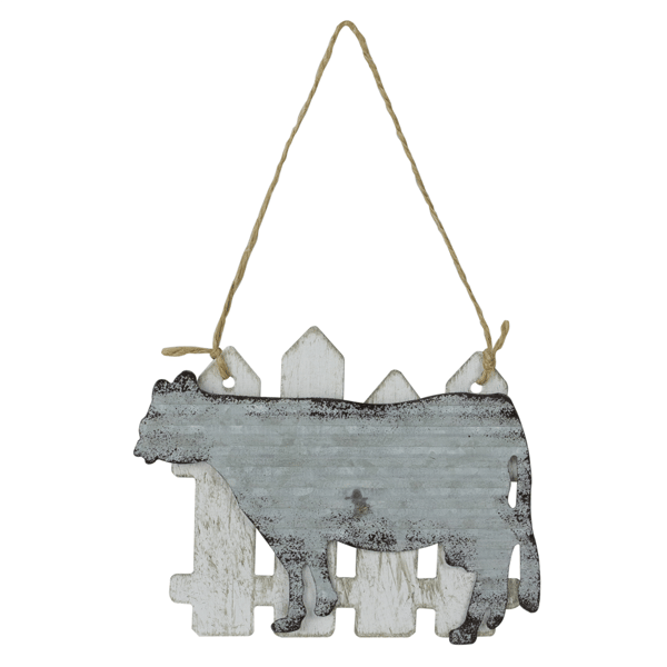 Northlight Country Rustic Cow & Picket Fence Christmas Ornament