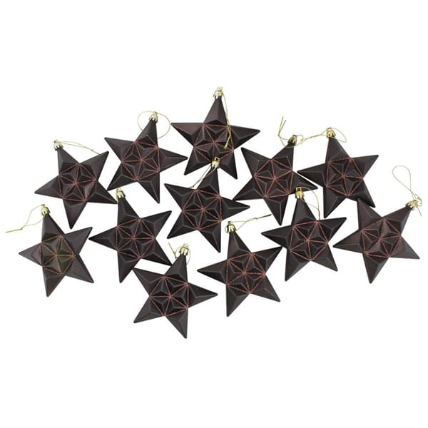 DAK 12ct. Matte Glittered Star Christmas Ornaments