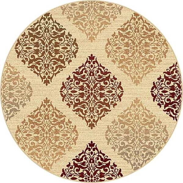 Tayse Impressions Monica Beige Round Area Rug - 5'3 - image 