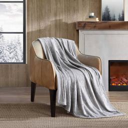 Eddie Bauer Woodblock Floral Plush-Fleece Throw
