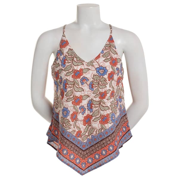 Juniors A. Byer Floral Hanky Scarf Tank Top - image 