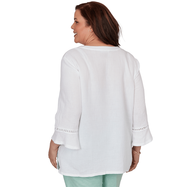 Plus Size Alfred Dunner Caribbean Blues 3/4 Flounce Sleeve Blouse